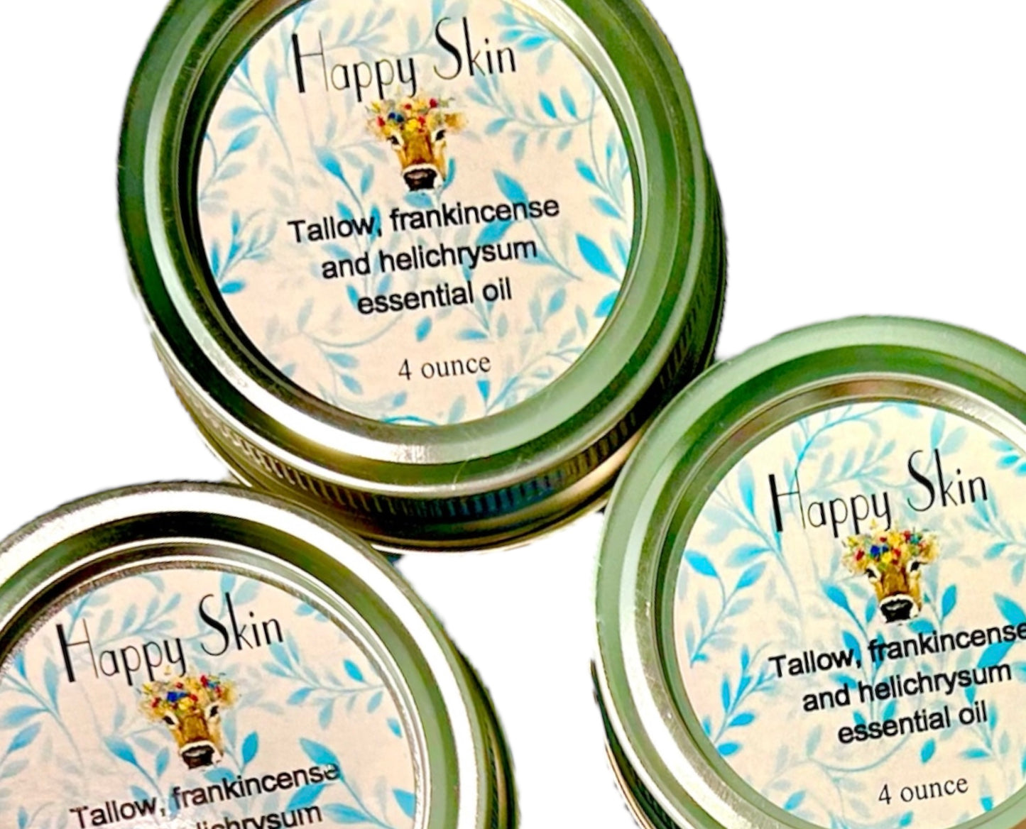 Tallow balm, 4 oz glass, Frankincense and Helichrysum