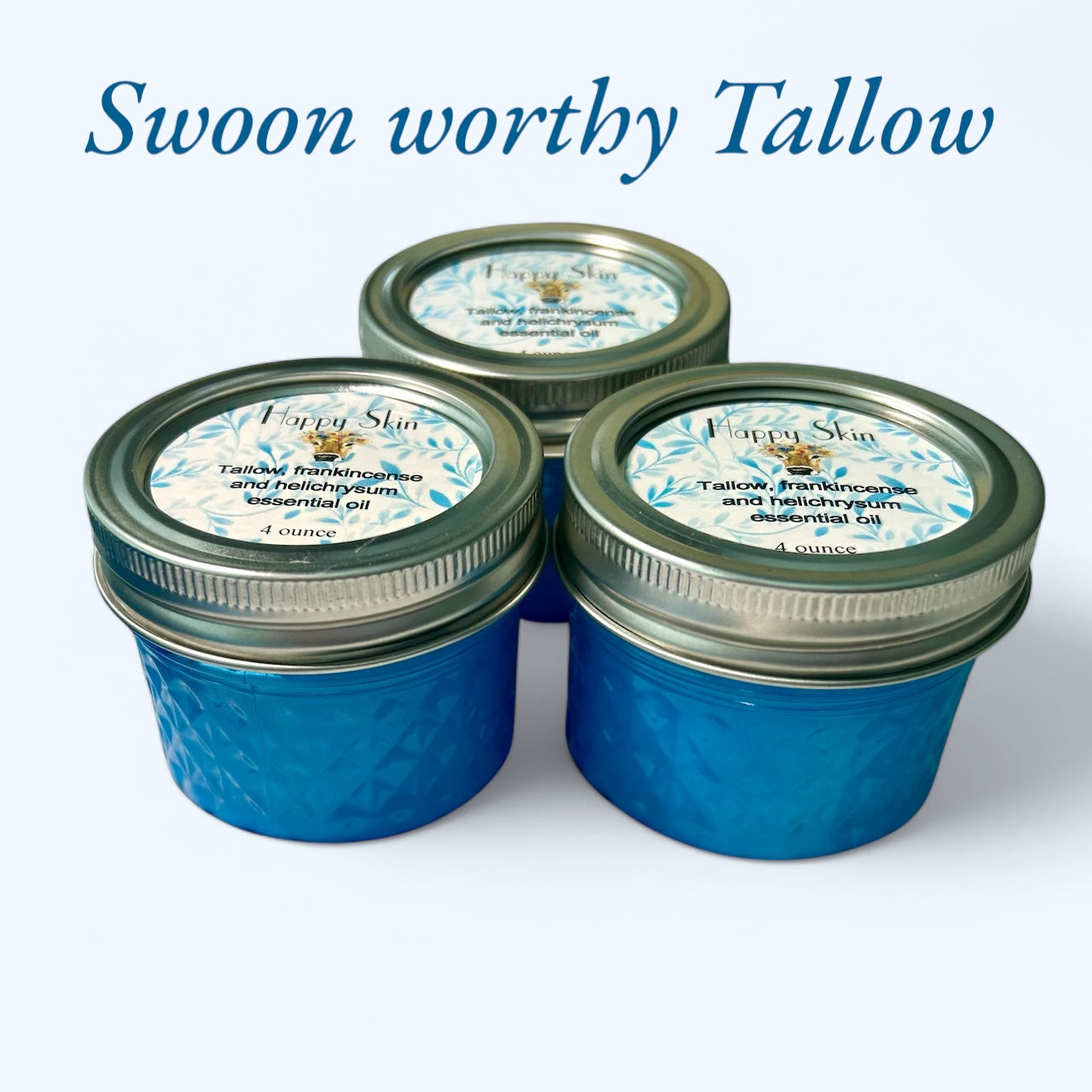 Tallow balm, 4 oz glass, Frankincense and Helichrysum